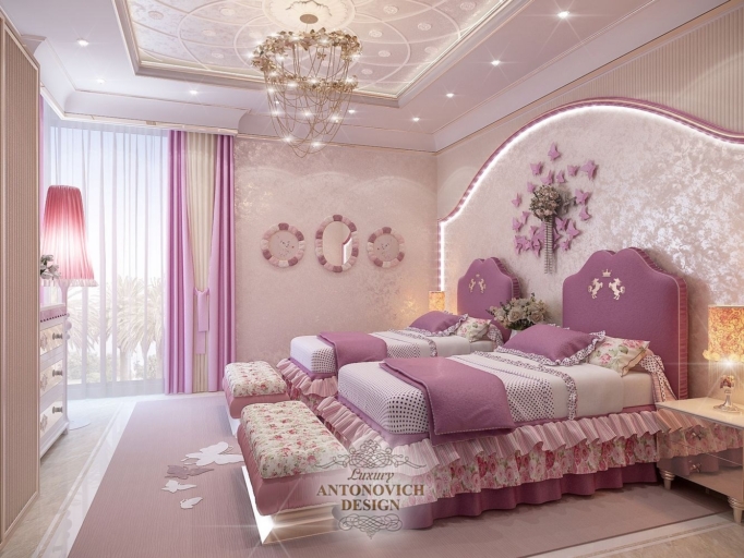 Дизайн детской спальни в розово-сиреневых тонах