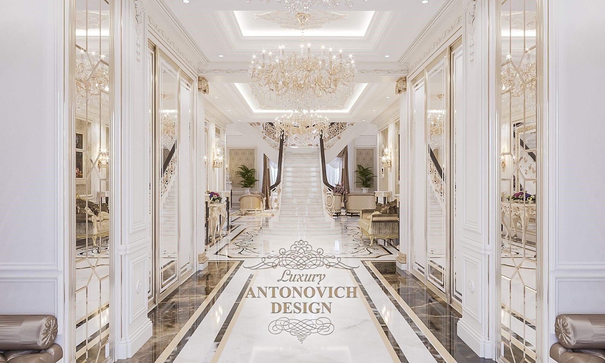 Дизайн гостиной в холле дома (Золоче, Украина) - Luxury Antonovich Design