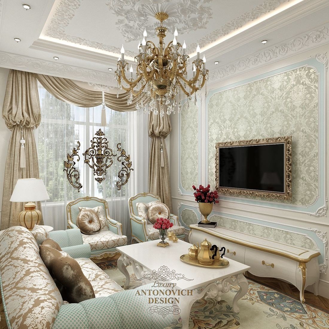 Дизайн гостиной ЖК Итальянский Квартал - Luxury Antonovich Design