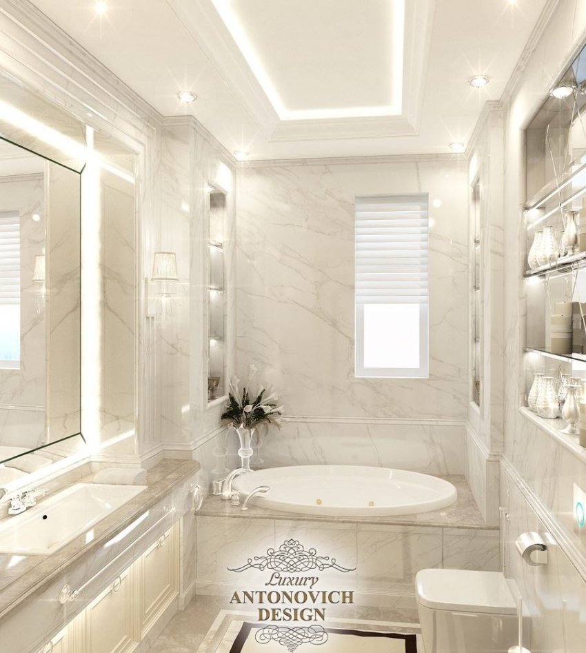дизайн ванной комнаты с ванной