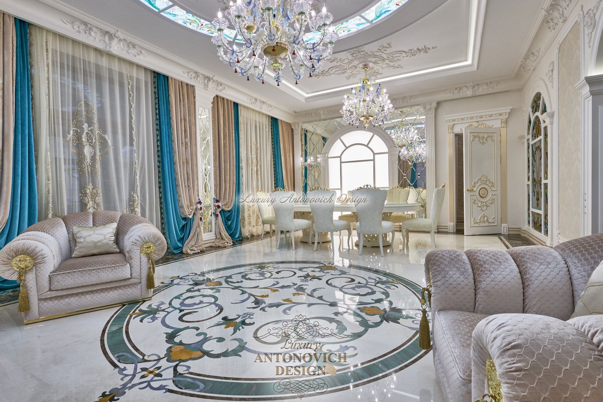 Шторы в гостиной, дом в Ташкенте - Luxury Antonovich Design