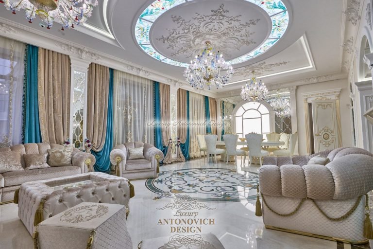 Шторы в фешенебельной гостиной в классическом стиле, дом Ташкент