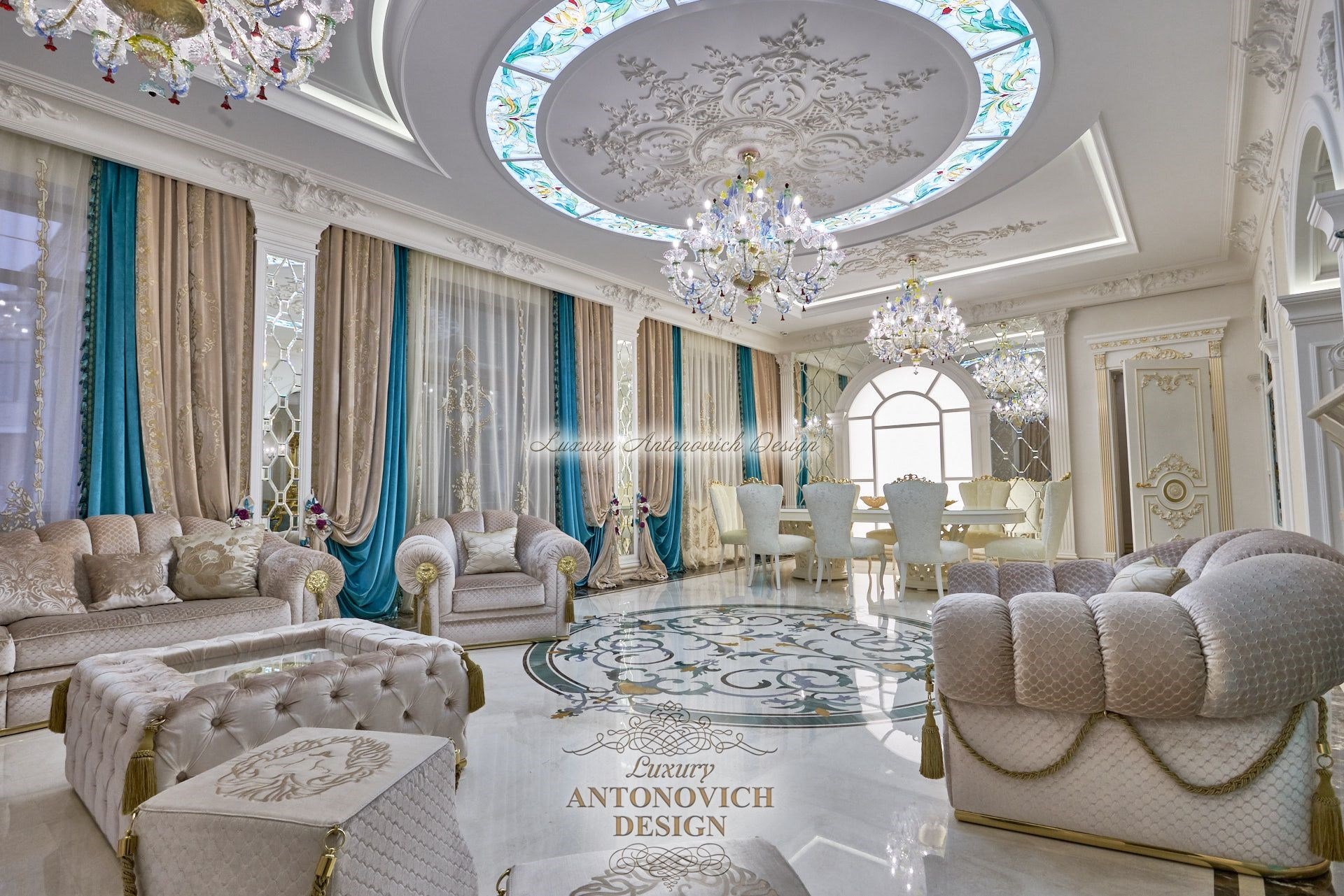 Шторы в гостиной, дом в Ташкенте - Luxury Antonovich Design