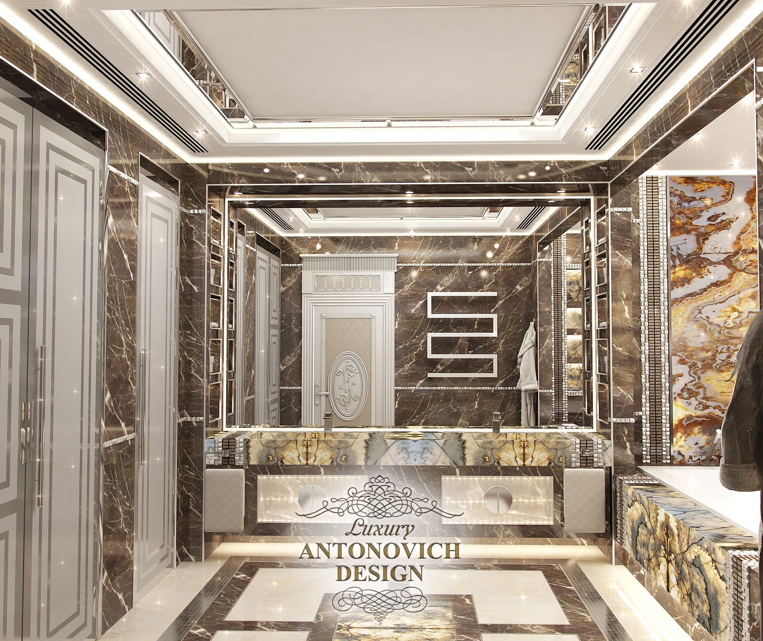 Оникс и мрамор в интерьере ванной - Luxury Antonovich Design