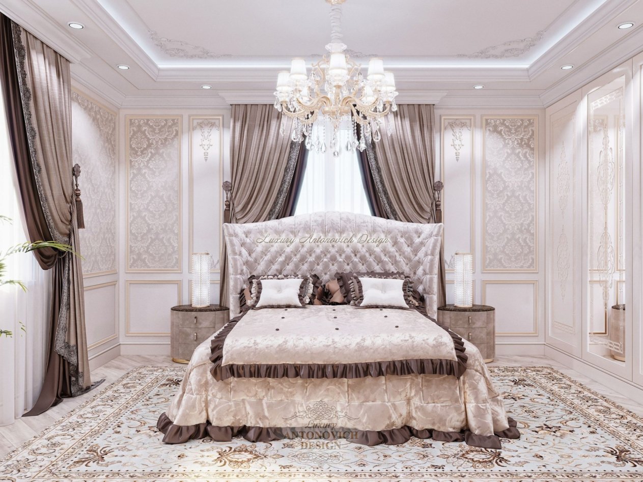 Респектабельная спальня родителей, новая классика, Роскошный особняк в Актобе