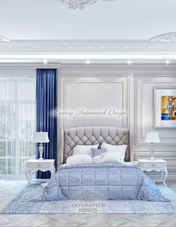 Эксклюзивный дизайн интерьера  спальни Зарины особняка в Ташкенте