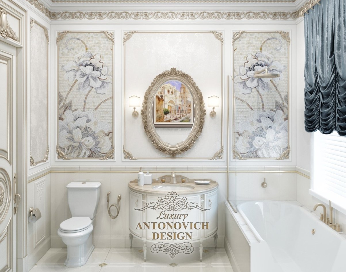 Мозаика в декоре стен ванной
