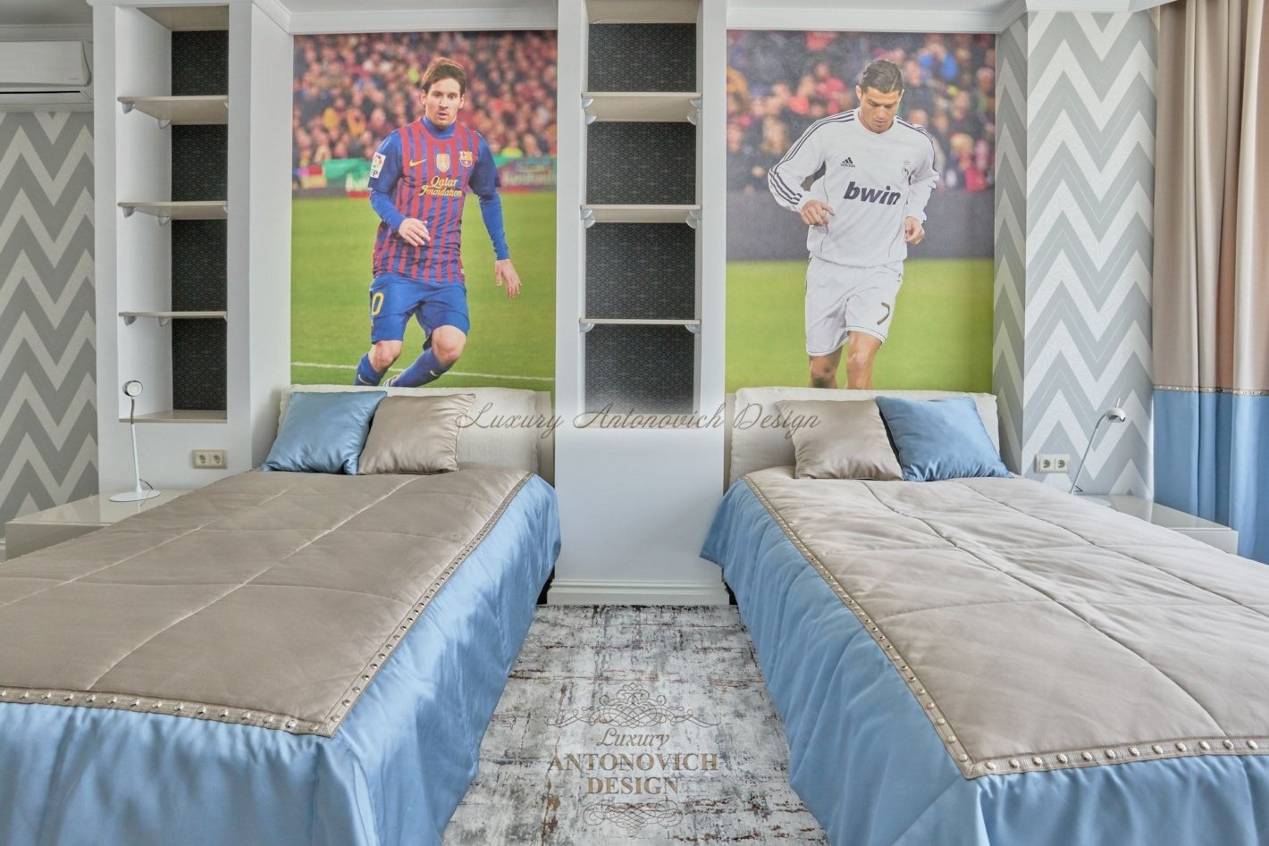 Стильный интерьер спальни для мальчиков, квартира в Ташкенте